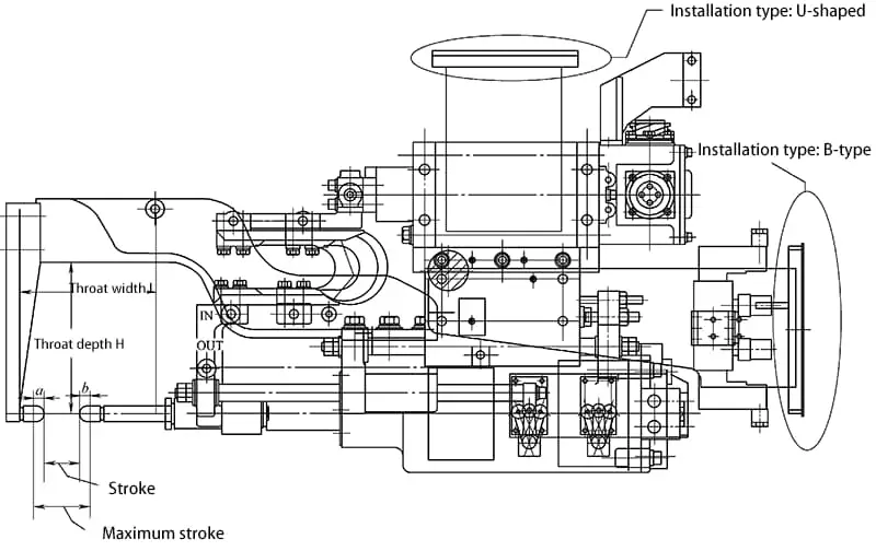 Abbildung 2-10 Schematische Darstellung des Aufbaus einer pneumatischen Schweißelektrode vom Typ C