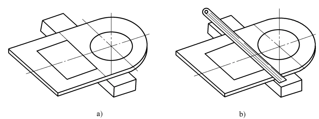 Figura 3-38 Alineación para el corte inicial del agujero cuadrado interior