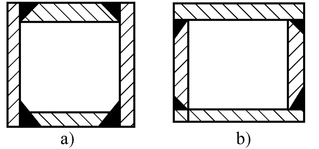 Figure 9-55 Schéma des différentes formes d'assemblage des poutres caissons