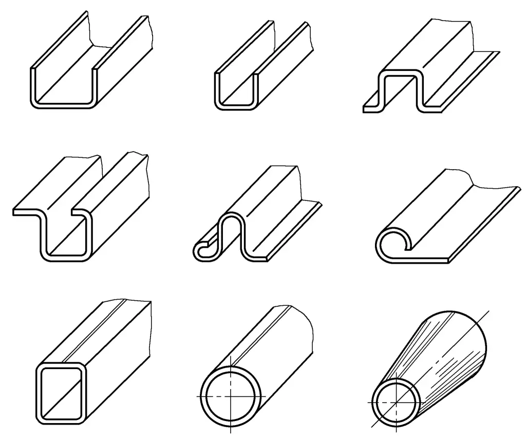 Figura 4-1 Diversas peças típicas de dobragem de chapas