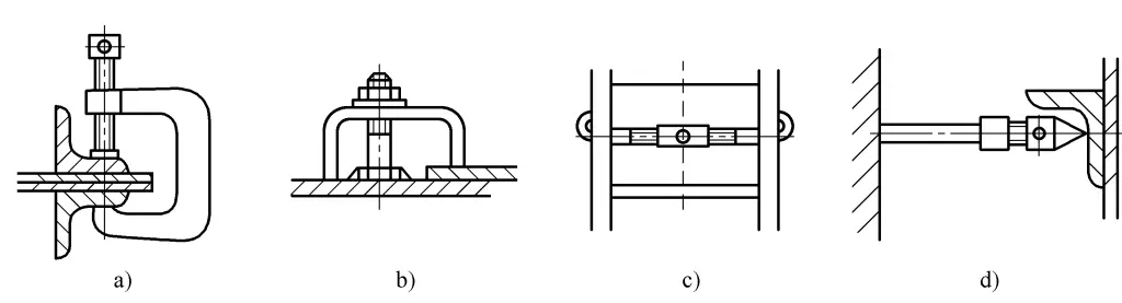 Figura 5-34 Metodi di fissaggio dei componenti con i dispositivi di fissaggio
