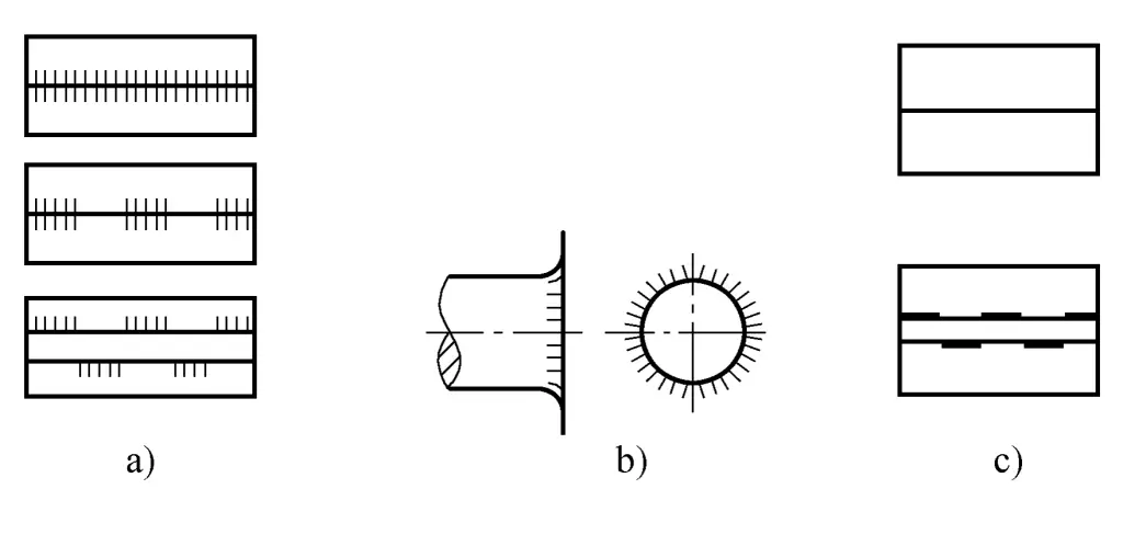 Figura 2-59 Método de desenho para representar soldaduras numa vista