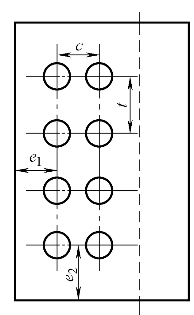Figura 7-12 Parámetros básicos de la disposición de remaches