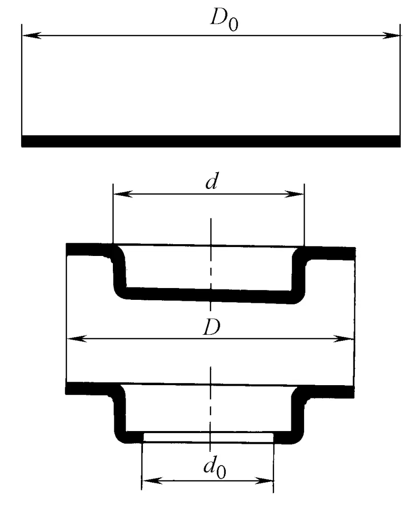 Figure 7 Deuxième étape du processus d'emboutissage pour les pièces embouties avec des trous en bas