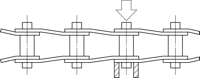 Figure 19 Pressing Out the Pin of a Bent Plate Chain for Engineering