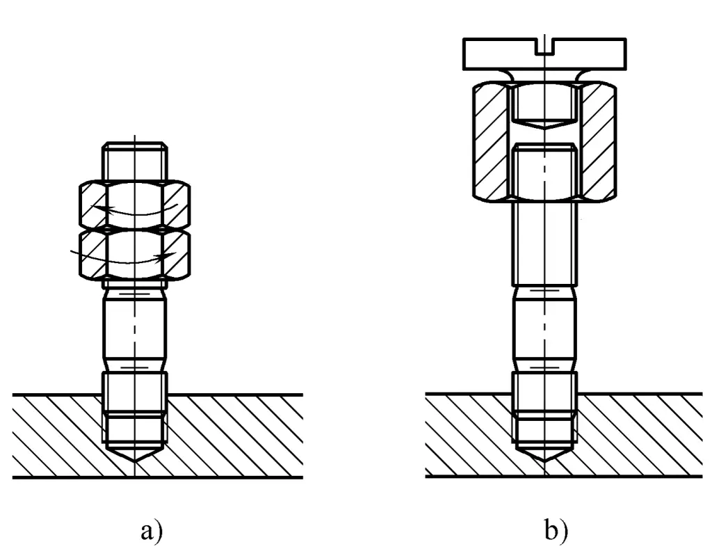 Figura 7-23 Método de montaje de espárragos de doble extremo
