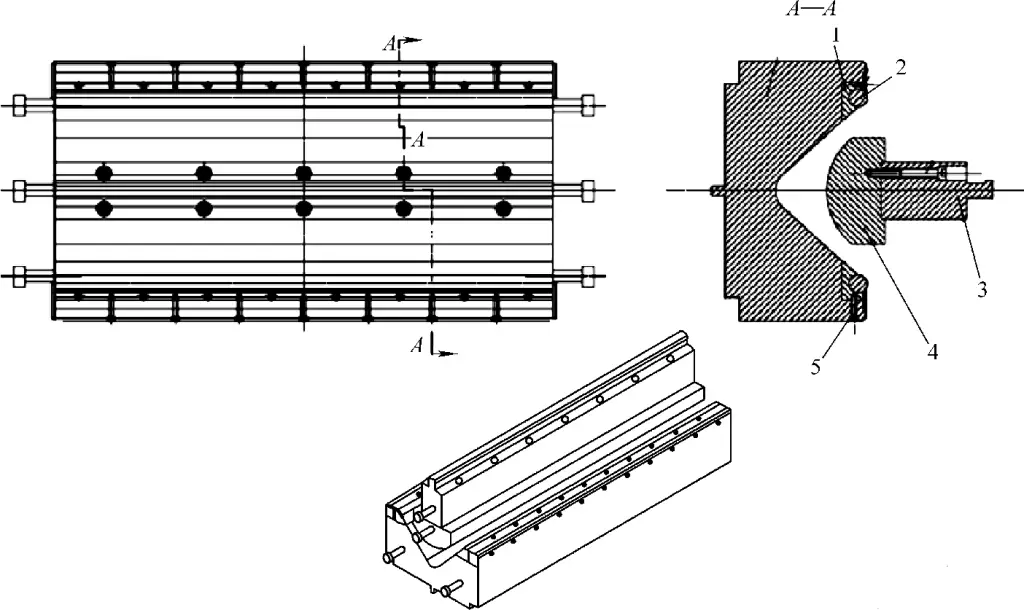 Figure 3-128 : Schéma de la matrice de pliage de la plaque de couverture inférieure