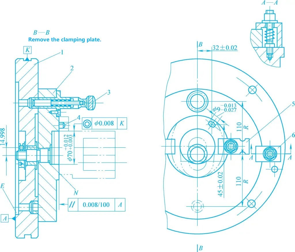 Figure 3 Fixture for machining two holes in gear pump housing