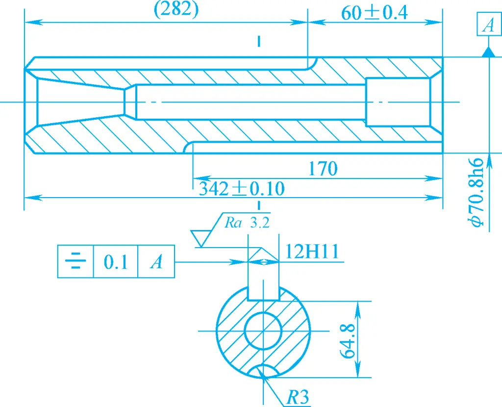 Figura 7 Diagramma del processo di fresatura di scanalature doppie su manicotto centrale