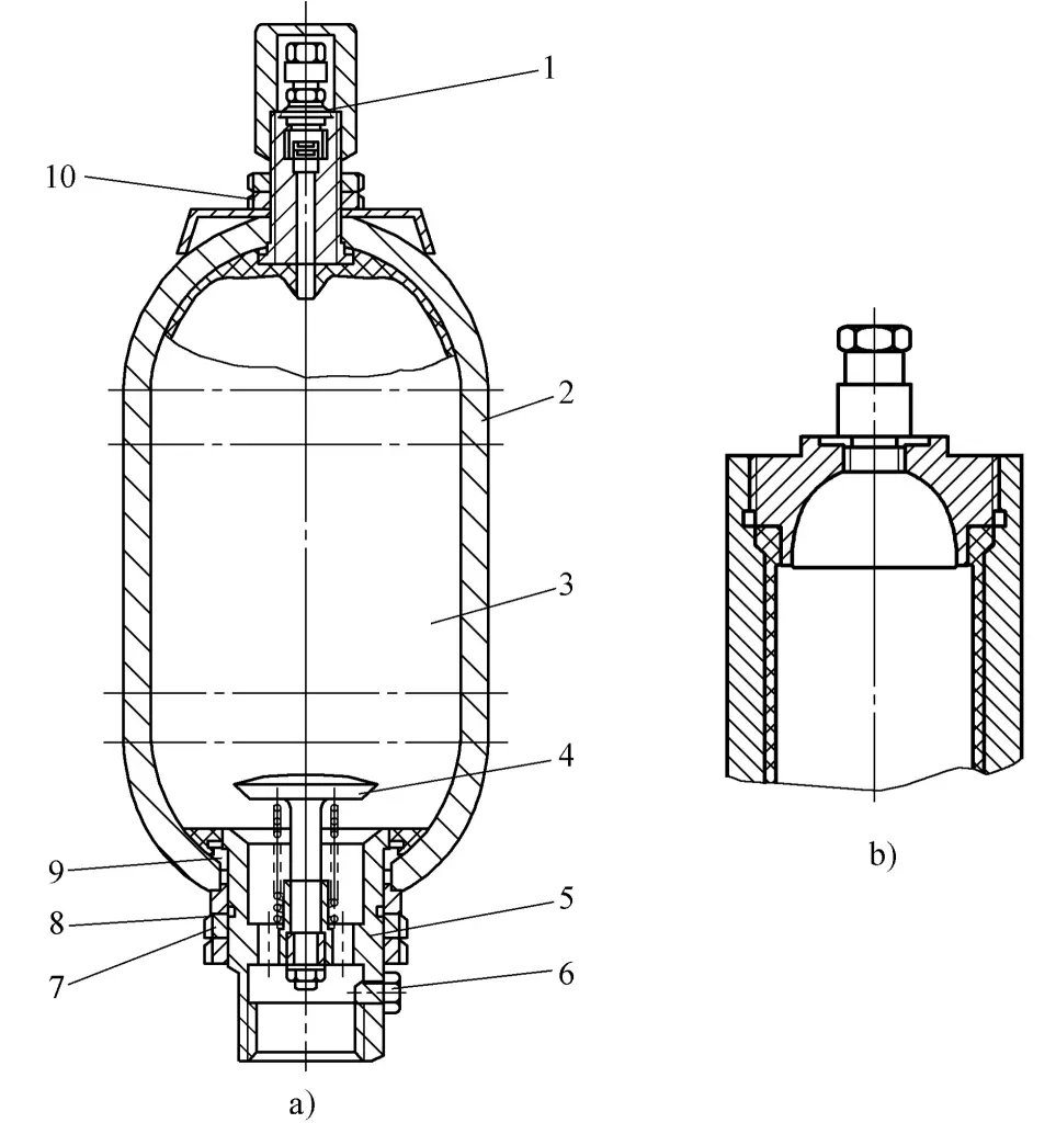 Рисунок 2 Типичная структура пузырькового аккумулятора
