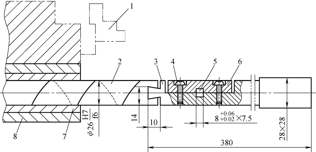 Figura 20 Estructura del portaherramientas para roscas trapezoidales interiores largas y finas