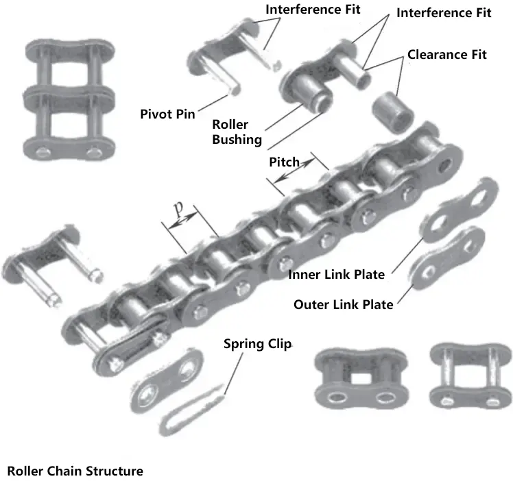 Structure de la chaîne à rouleaux