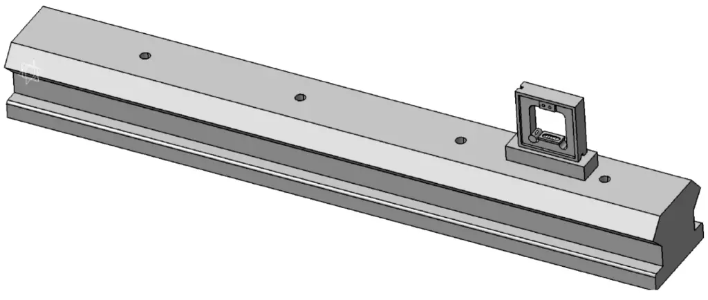 Figure 41 Exemple de mesure de la rectitude du rail de guidage