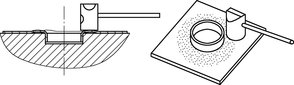 Figura 7 Martilleo alrededor del agujero reforzado