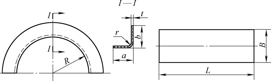 Figura 6 Cálculo del tamaño de las piezas expansibles de aristas semicirculares