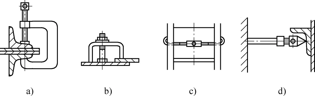 Рисунок 1 Четыре способа крепления монтажных приспособлений