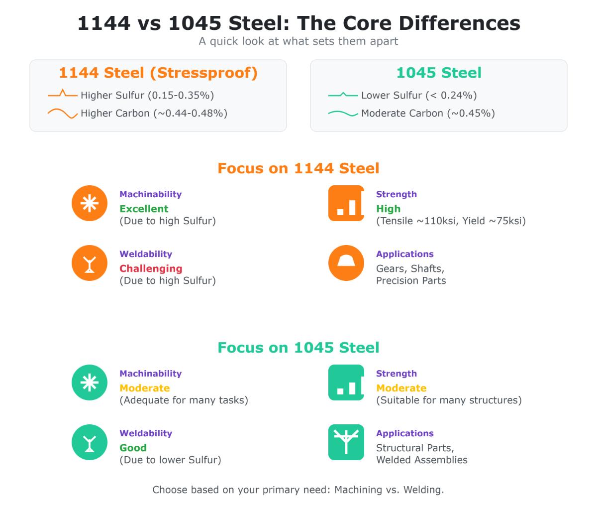 Diferencias y comparaciones entre el acero 1144 y el acero 1045