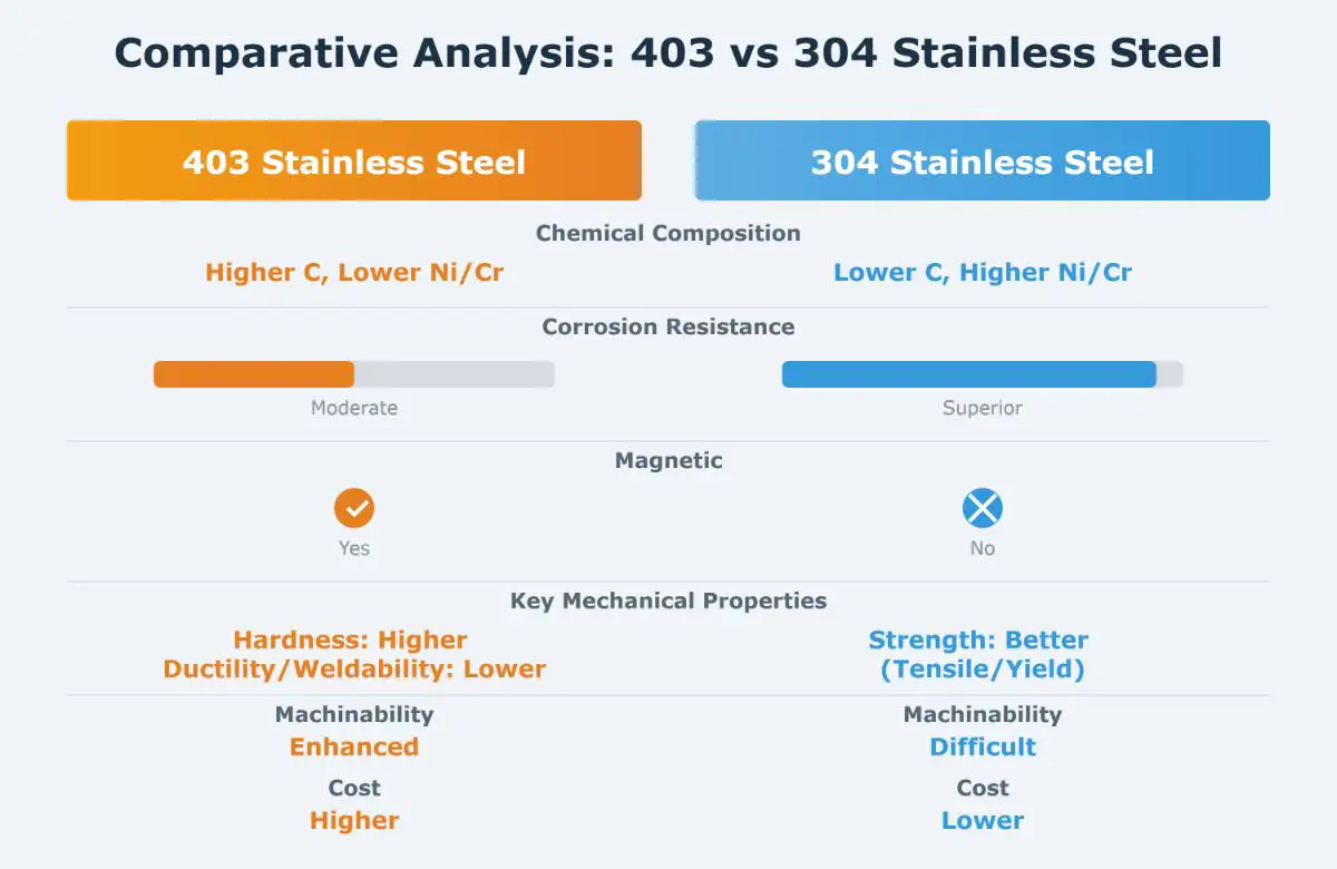 403 vs 304 Paslanmaz Çelik Arasındaki Fark Nedir