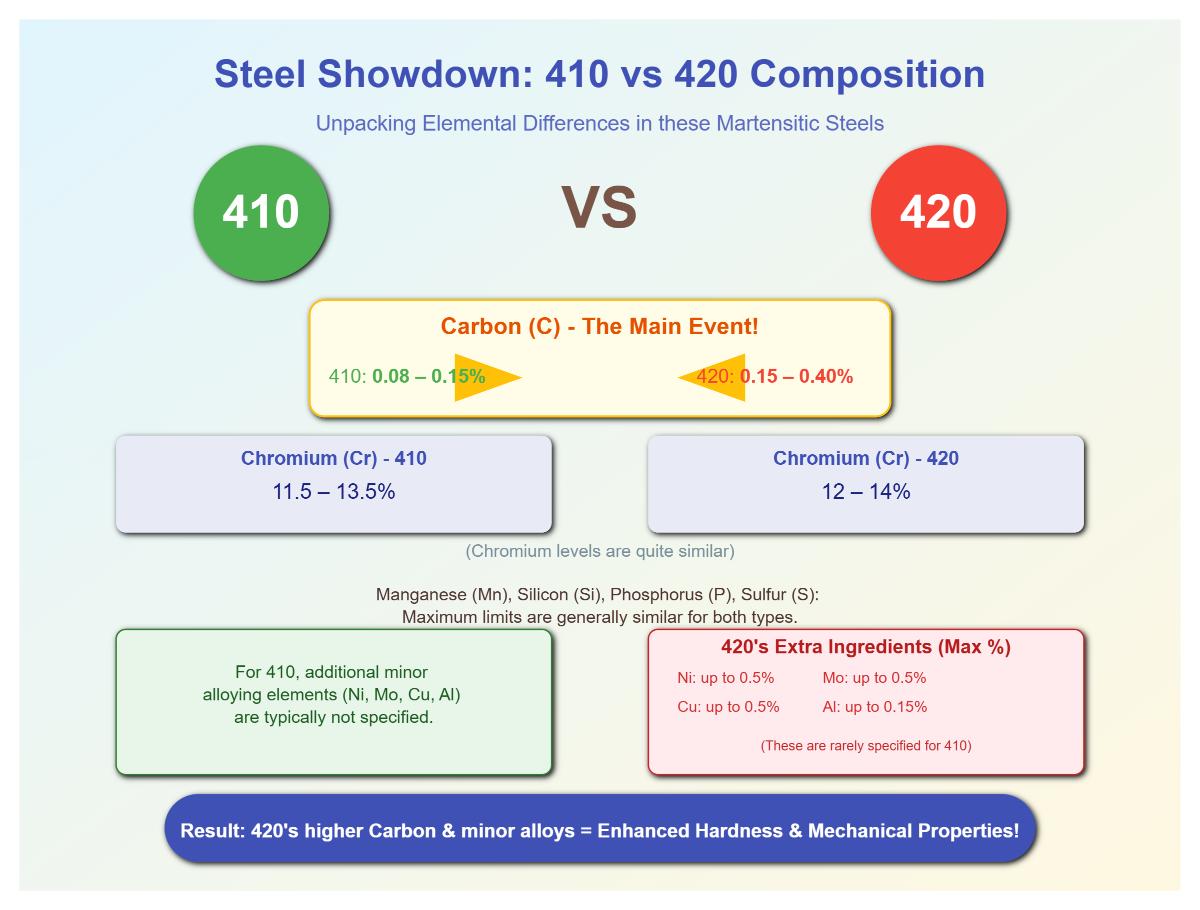 Aço inoxidável 410 vs. 420: qual é a diferença?