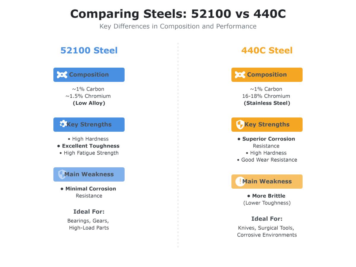 52100 Steel vs 440C Comprehensive Comparison for Intermediate Users