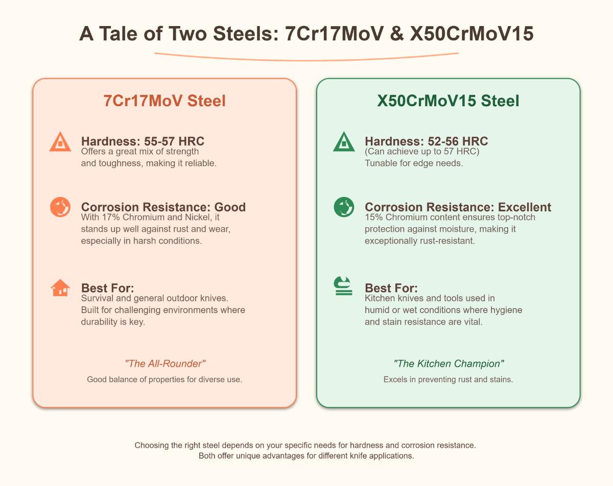 7Cr17MoV vs X50CrMoV15 Steel What's the Difference