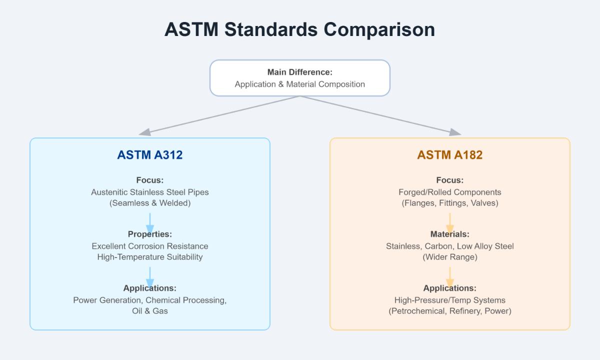 ASTM A312 vs ASTM A182 Key Differences and Applications