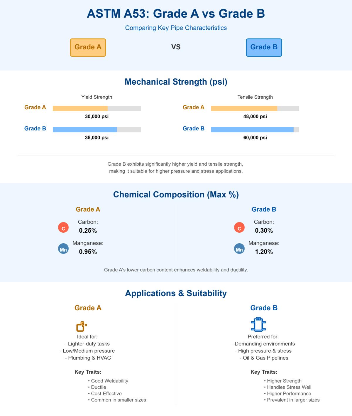 ASTM A53 Grade A vs Grade B Pipes What’s the Difference