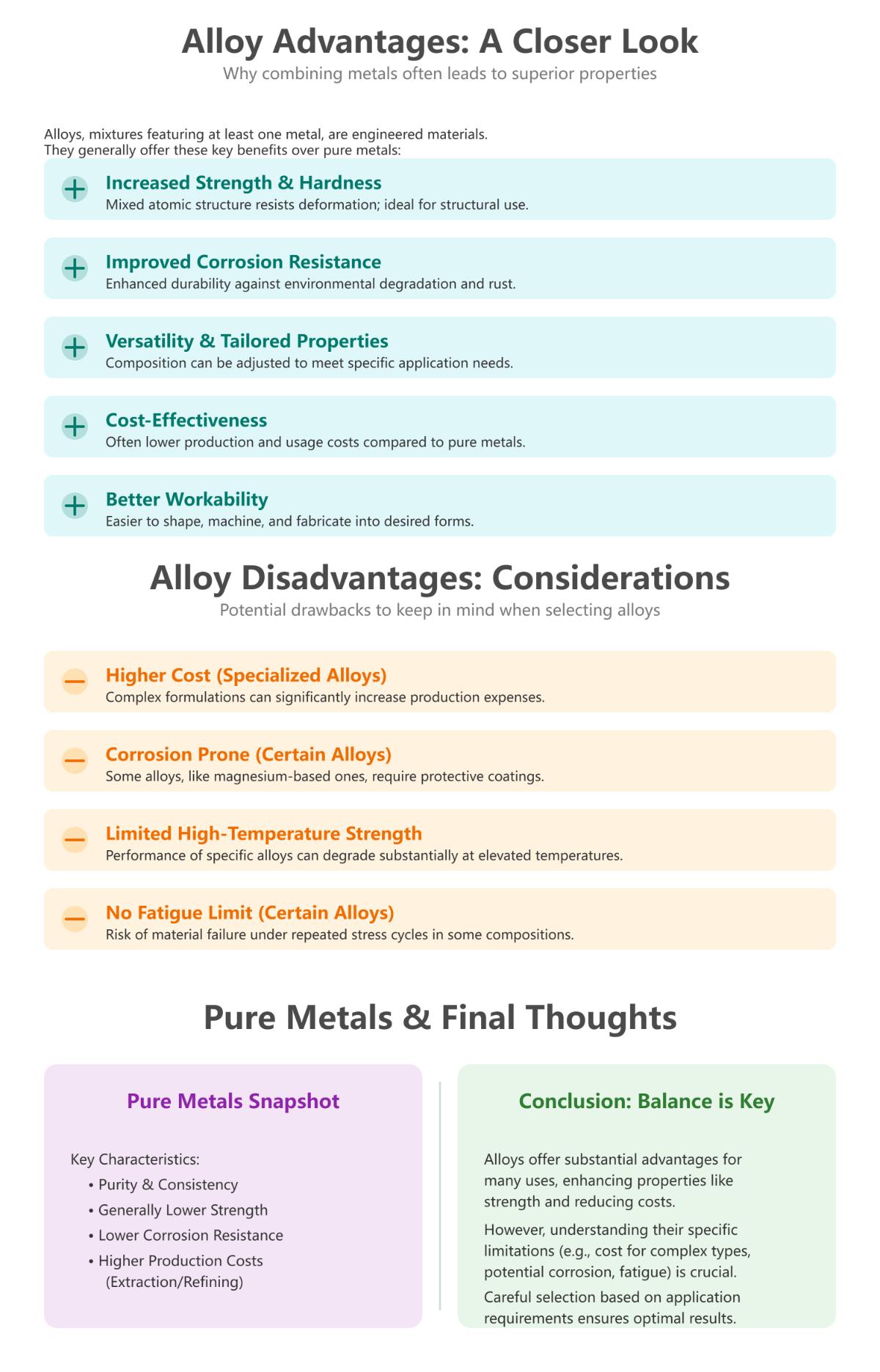 Advantages and Disadvantages of Alloys Over Pure Metals