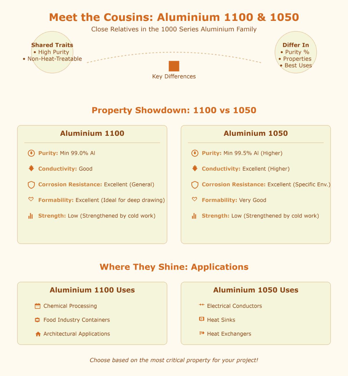 Aluminium 1100 vs 1050 Comprehensive Comparison Guide