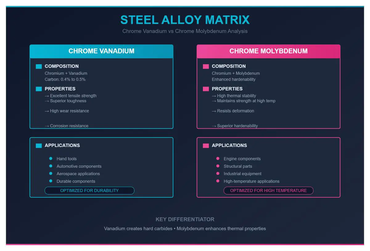 Acier au chrome vanadium ou acier au chrome molybdène : quelle est la différence ?