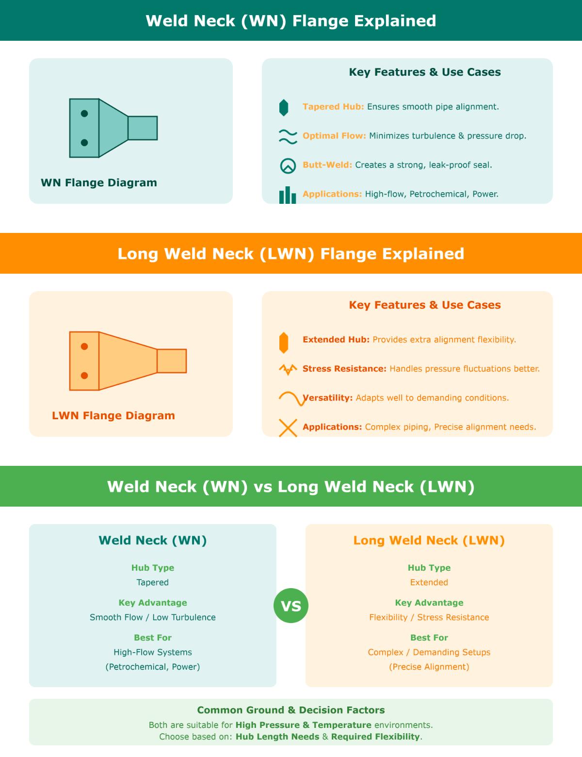 Comparing Weld Neck and Long Weld Neck Flanges Key Differences