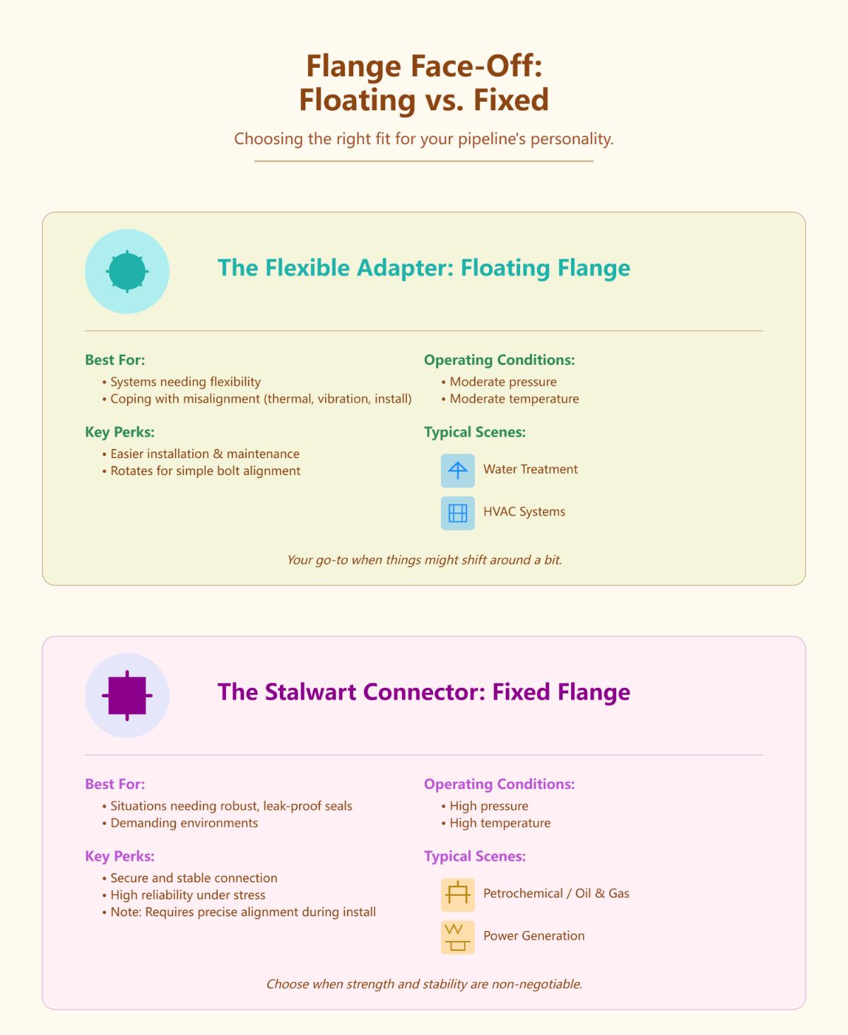 Flange flutuante vs. fixo Qual é a diferença?