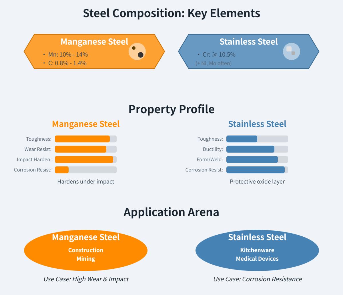 Manganese Steel vs Stainless Steel Key Differences and Applications