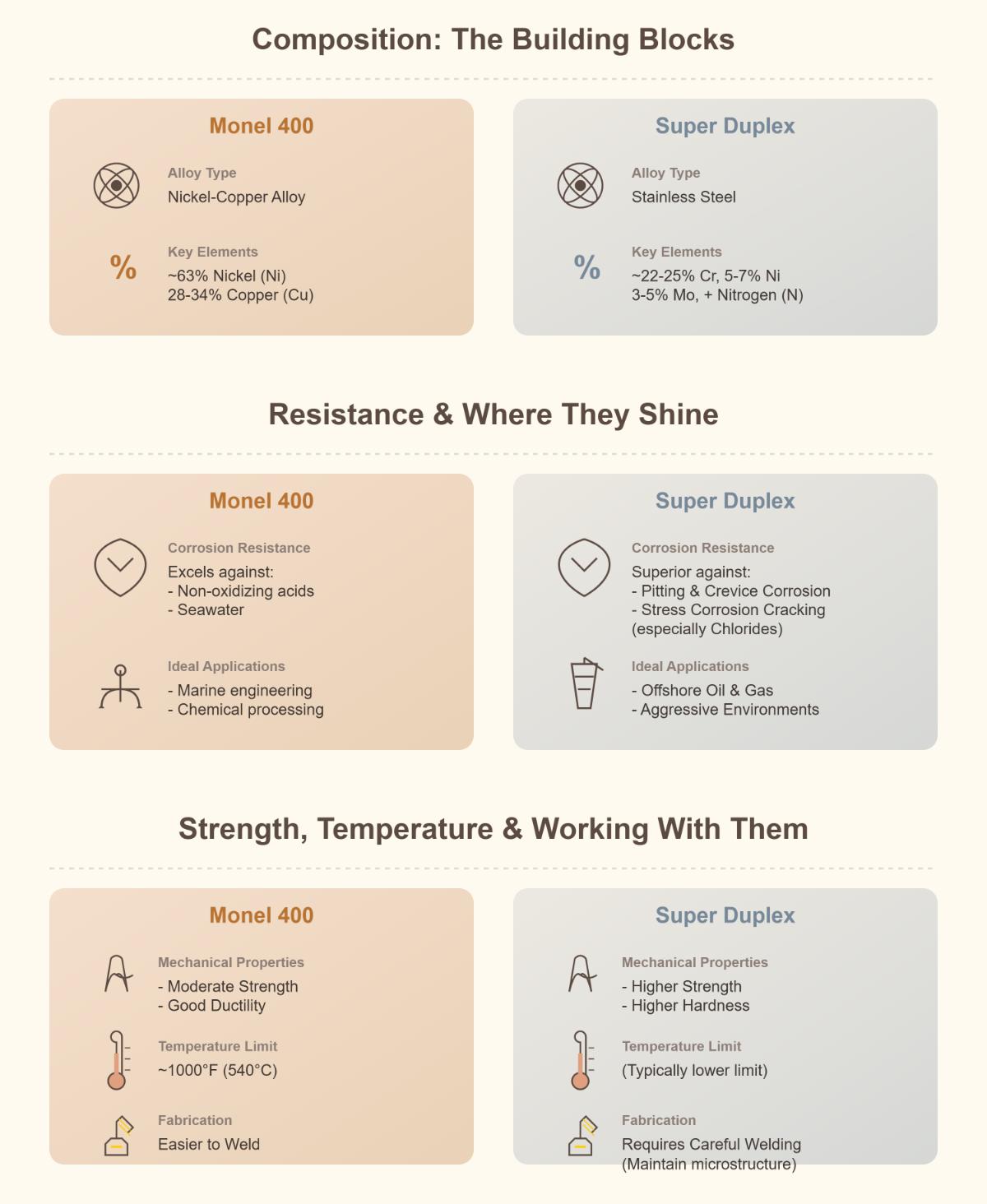 Monel 400 vs Super Duplex Stainless Steel Comprehensive Comparison