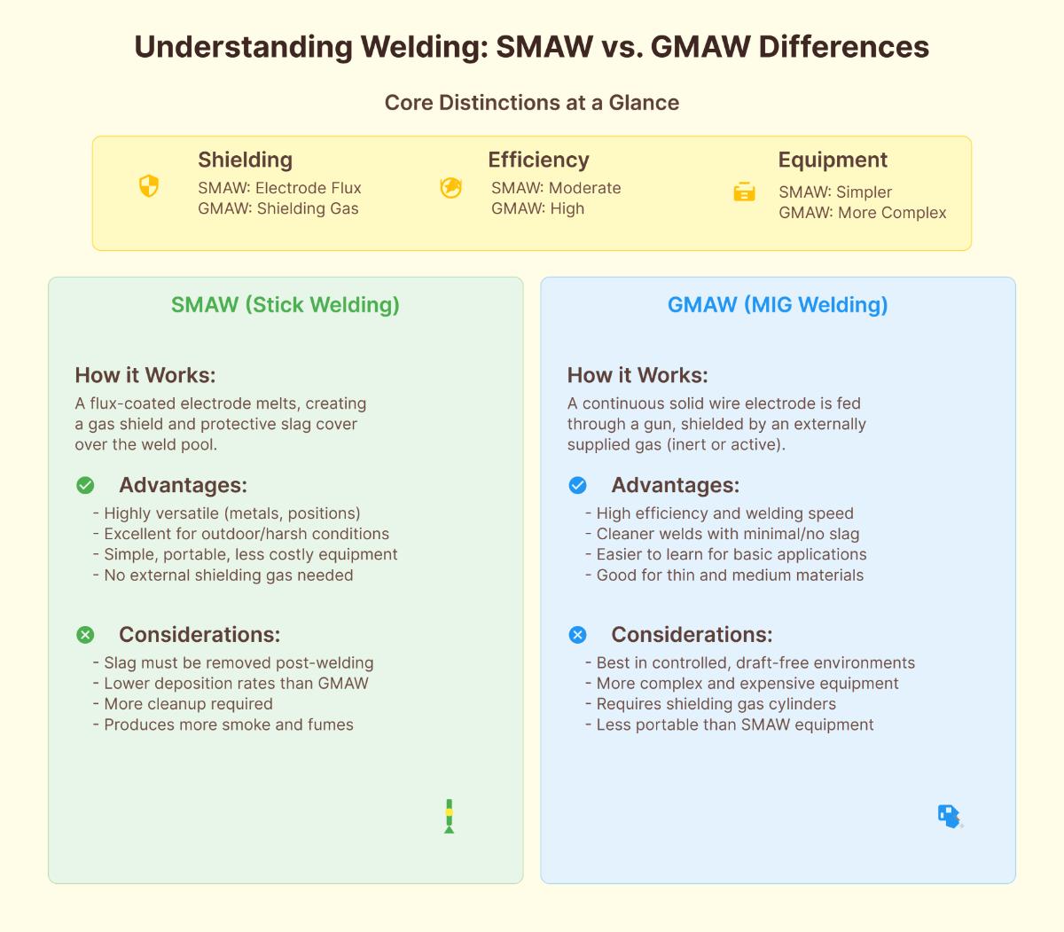 Soldagem SMAW vs. GMAW Qual é a diferença?