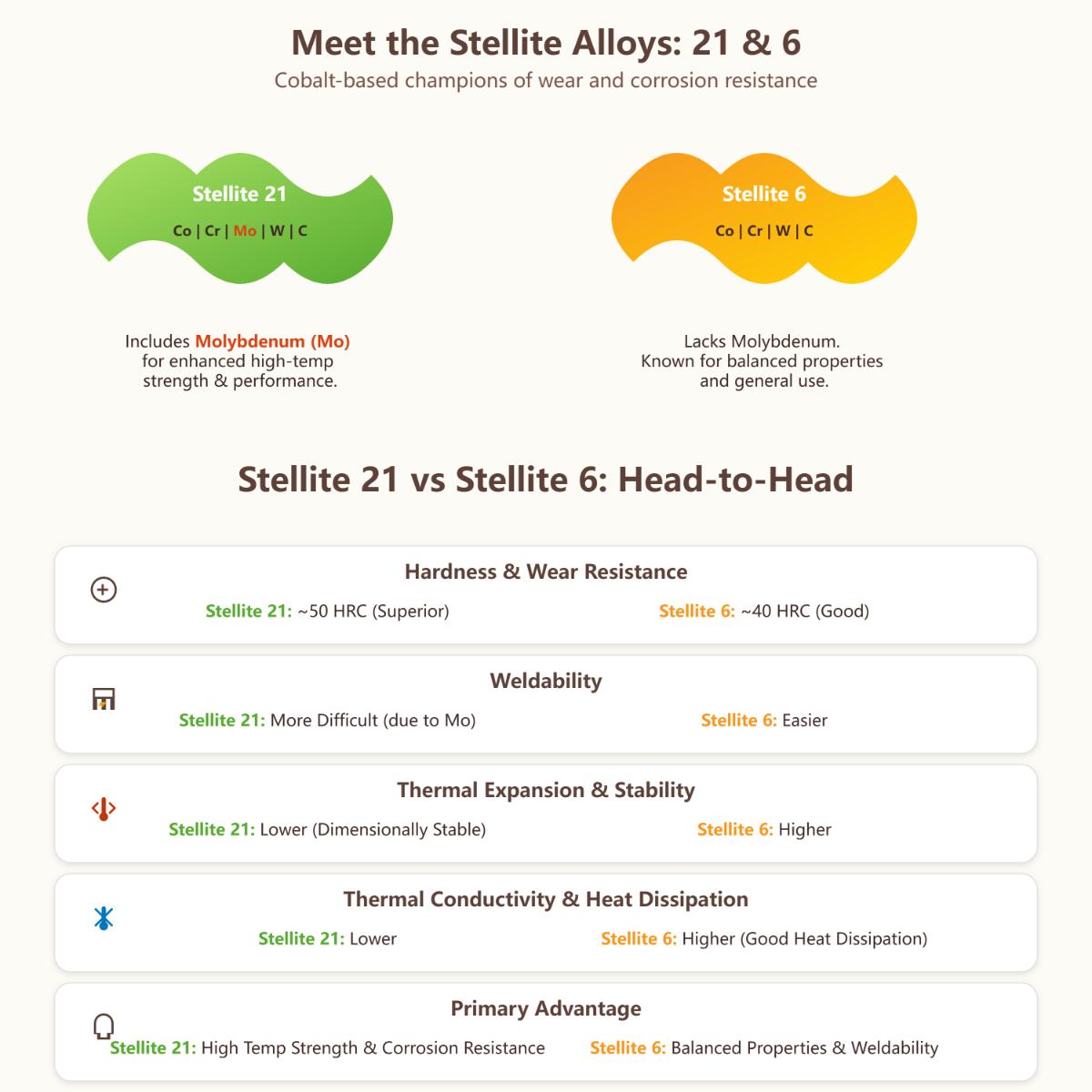 Stellite 21 vs. Stellite 6 Umfassender Materialvergleich