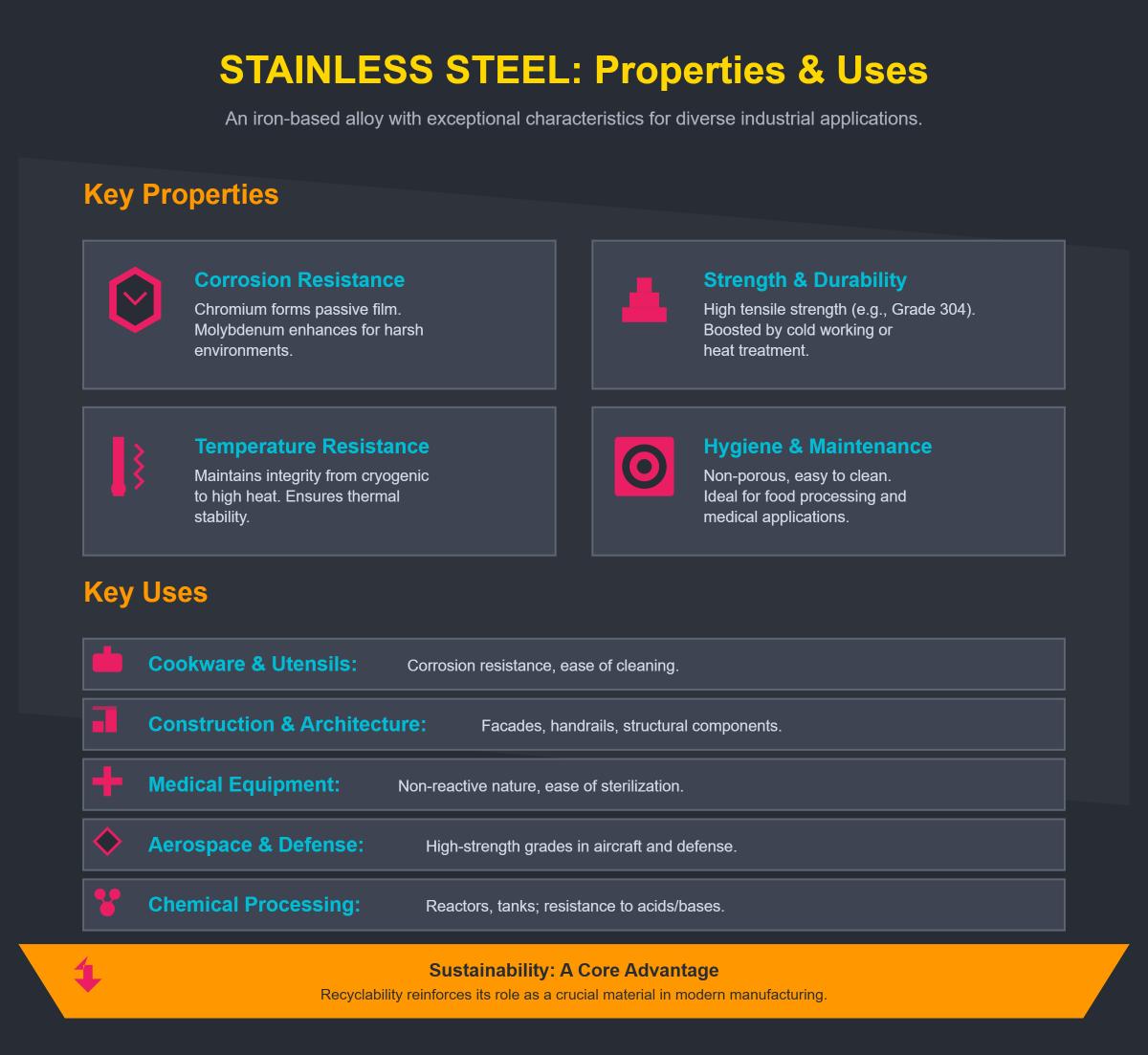 Comprehensive Guide to Stainless Steel Properties, Grades, and Applications